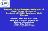 Beyond LDL Cholesterol: Reduction of Small Dense LDL and of Oxidized LDL With Combined Lipid Therapy Rabih R. Azar, MD, MSc, FACC Associate Professor of