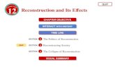 12 Reconstruction and Its Effects QUIT CHAPTER OBJECTIVE INTERACT WITH HISTORY INTERACT WITH HISTORY TIME LINE VISUAL SUMMARY SECTION The Politics of Reconstruction.