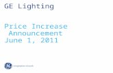 GE Lighting Price Increase Announcement June 1, 2011.