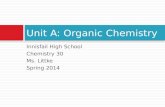 Innisfail High School Chemistry 30 Ms. Littke Spring 2014 Unit A: Organic Chemistry.