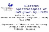 Electron Spectroscopies of InN grown by HPCVD Department of Physics and Astronomy Georgia State University Atlanta, Georgia Rudra P. Bhatta Solid State.