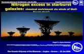 The Cosmic Odyssey of the Elements – Jun 23, 2008 Ángel R. López-Sánchez Nitrogen excess in starburst galaxies: chemical enrichment via winds of Wolf-Rayet.