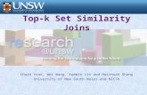 Top-k Set Similarity Joins Chuan Xiao, Wei Wang, Xuemin Lin and Haichuan Shang University of New South Wales and NICTA.