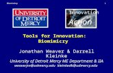 1Biomimicry Tools for Innovation: Biomimicry Innovation in Jonathan Weaver & Darrell Kleinke University of Detroit Mercy ME Department & IIA weaverjm@udmercy.edu.