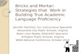Bricks and Mortar: Strategies that Work in Building True Academic Language Proficiency Jennifer Hamilton, ELL Instructional Specialist Alexandria City.