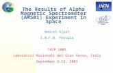 The Results of Alpha Magnetic Spectrometer (AMS01) Experiment in Space Behcet Alpat I.N.F.N. Perugia TAUP 2001 Laboratori Nazionali del Gran Sasso, Italy.