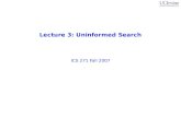 Lecture 3: Uninformed Search ICS 271 Fall 2007. Slide Set 2: State-Space Search 2 ICS 271, Fall 2007: Professor Padhraic Smyth Organizational items Homework.