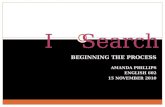 BEGINNING THE PROCESS AMANDA PHILLIPS ENGLISH 602 15 NOVEMBER 2010 I Search.