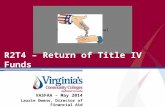 Photo or Art Optional R2T4 – Return of Title IV Funds VASFAA – May 2014 Laurie Owens, Director of Financial Aid.