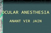 OCULAR ANESTHESIA ANANT VIR JAIN. THE PURPOSE OF ANESTHESIA IS TO SAFELY PROVIDE COMFORT FOR THE PATIENT WHILE OPTIMIZING THE CONDITION FOR SURGEON.