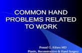 COMMON HAND PROBLEMS RELATED TO WORK Prasad G. Kilaru MD Plastic, Reconstructive & Hand Surgery.
