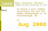 2008 Goal New Goloka Dhama Dimmocks Mill Road, Hillsborough, NC, 27278 To build a nice temple facilities for Sri Sri Radha Golokananda Ji in Hillsborough,