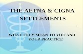 1 THE AETNA & CIGNA SETTLEMENTS _________________________________ WHAT THEY MEAN TO YOU AND YOUR PRACTICE.