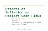 Contemporary Engineering Economics, 4 th edition, © 2007 Effects of Inflation on Project Cash Flows Lecture No. 45 Chapter 11 Contemporary Engineering.