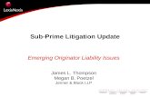 Sub-Prime Litigation Update Emerging Originator Liability Issues James L. Thompson Megan B. Poetzel Jenner & Block LLP.