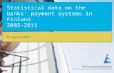 Statistical data on the banks’ payment systems in Finland 2002-2011 25 April 2012.