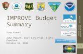 IMPROVE Budget Summary Tony Prenni John Vimont, Bret Schichtel, Scott Copeland October 16, 2014 1 IMPROVE Steering Committee Meeting 10/16/2014.
