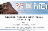 Linking Records with Value Diversity Pei Li University of Milan – Bicocca Advisor : Andrea Maurino Supervisors@ AT&T Labs - Research: Xin Luna Dong, Divesh.