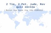 2 Tim, 2 Pet, Jude, Rev quiz review Match the book the the PURPOSE.