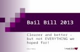 Bail Bill 2013 Clearer and better – but not EVERYTHING we hoped for! Debra Maher.