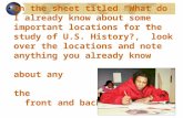 On the sheet titled “What do I already know about some important locations for the study of U.S. History?,” look over the locations and note anything.