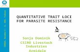 IWMGQSG, December 8 – 11, 2003, Toulouse QUANTITATIVE TRAIT LOCI FOR PARASITE RESISTANCE Sonja Dominik CSIRO Livestock Industries Armidale.