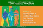 Chapter 1 Overview & Introduction to Human Resource Management Chapter 1 Overview & Introduction to Human Resource Management Puan Sharizan Sharkawi HRM.