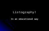 Listography! In an educational way. List… Cities you plan to visit.