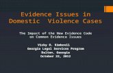 Evidence Issues in Domestic Violence Cases The Impact of the New Evidence Code on Common Evidence Issues Vicky O. Kimbrell Georgia Legal Services Program.