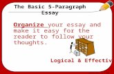 PowerEd Writing © 2007 The Basic 5-Paragraph Essay Organize your essay and make it easy for the reader to follow your thoughts. Logical & Effective.