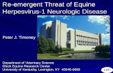 Re-emergent Threat of Equine Herpesvirus-1 Neurologic Disease Peter J. Timoney Department of Veterinary Science Gluck Equine Research Center University.