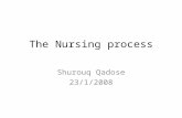 The Nursing process Shurouq Qadose 23/1/2008. The nursing process generally is defined as a systematic problem- solving approach toward giving individualized.