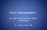 Pain Management In the Palliative Care Setting M. Thomas Beets MD.