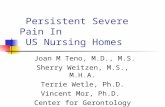 Persistent Severe Pain In US Nursing Homes Joan M Teno, M.D., M.S. Sherry Weitzen, M.S., M.H.A. Terrie Wetle, Ph.D. Vincent Mor, Ph.D. Center for Gerontology.