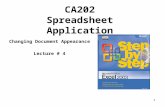 1 CA202 Spreadsheet Application Changing Document Appearance Lecture # 4.