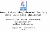 Great Lakes Singlehanded Society 2010 Lake Erie Challenge Aboard the Yacht Moonbeam Skippered by Allan Belovarac August 28 – September 1 2010.