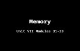 Memory Unit VII Modules 31-33. Memory We take our memory for granted until it does not work correctly Our memory is what defines our life Our memory allows.