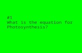 #1 What is the equation for Photosynthesis?. #1 answer 6CO 2 + 6H 2 O C 6 H 12 O 6 + 6O 2.