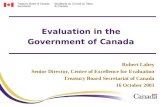 Evaluation in the Government of Canada Robert Lahey Senior Director, Centre of Excellence for Evaluation Treasury Board Secretariat of Canada 16 October.