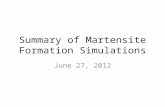 Summary of Martensite Formation Simulations June 27, 2012.