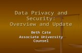 Data Privacy and Security: Overview and Update Beth Cate Associate University Counsel.