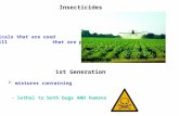 Insecticides Chemicals that are used to kill that are pests. 1st Generation  mixtures containing - lethal to both bugs AND humans.