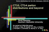 1 CT10, CT14 parton distributions and beyond Parton distributions for the LHC, Benasque, 2015-02-16 Pavel Nadolsky Southern Methodist University On behalf.