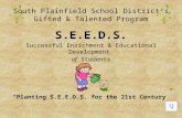 South Plainfield School District’s Gifted & Talented Program S.E.E.D.S. Successful Enrichment & Educational Development of Students “Planting S.E.E.D.S.