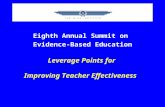 Eighth Annual Summit on Evidence-Based Education Leverage Points for Improving Teacher Effectiveness.