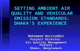 SETTING AMBIENT AIR QUALITY AND VEHICULAR EMISSION STANDARDS: DHAKA’S EXPERIENCE Mohammed Nasiruddin Project Director Air Quality Management Project Dhaka,