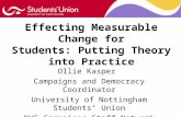 Effecting Measurable Change for Students: Putting Theory into Practice Ollie Kasper Campaigns and Democracy Coordinator University of Nottingham Students’