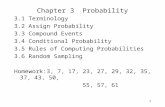 1 Chapter 3 Probability 3.1 Terminology 3.2 Assign Probability 3.3 Compound Events 3.4 Conditional Probability 3.5 Rules of Computing Probabilities 3.6.
