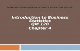 DEPARTMENT OF QUANTITATIVE METHODS & INFORMATION SYSTEMS Introduction to Business Statistics QM 120 Chapter 4.