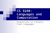 CS 3240: Languages and Computation Properties of Context-Free Languages.